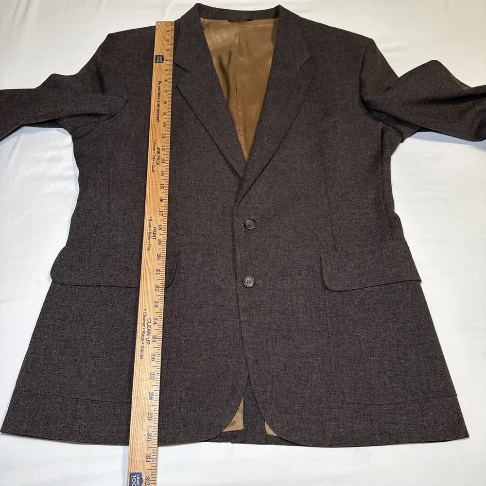 VTG Levis Sportswear 2-Button Action Suit Blazer Jacket Dark Brown Mens 44 R EUC